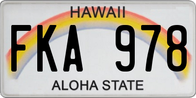 HI license plate FKA978