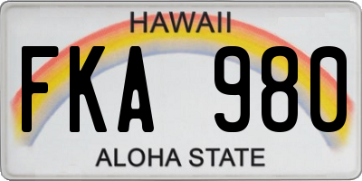 HI license plate FKA980