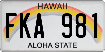 HI license plate FKA981