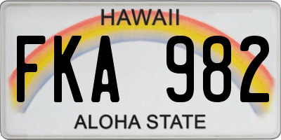 HI license plate FKA982