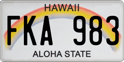 HI license plate FKA983