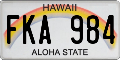 HI license plate FKA984