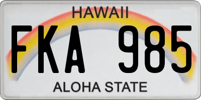 HI license plate FKA985