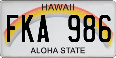 HI license plate FKA986