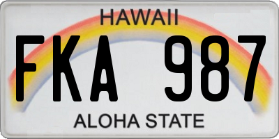 HI license plate FKA987