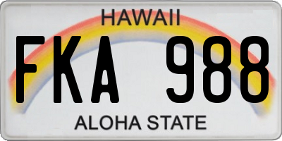 HI license plate FKA988