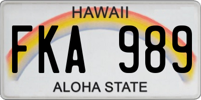 HI license plate FKA989
