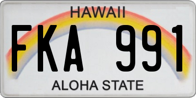 HI license plate FKA991