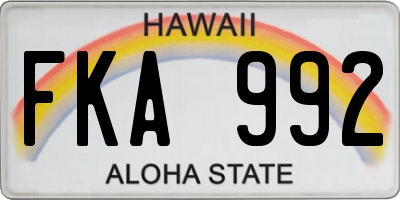 HI license plate FKA992