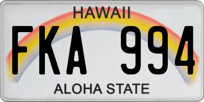 HI license plate FKA994