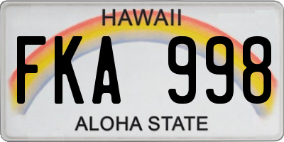 HI license plate FKA998