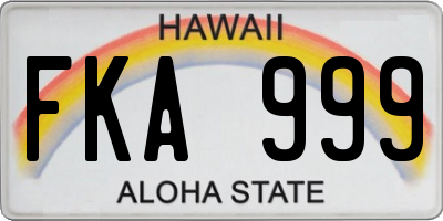 HI license plate FKA999