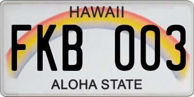 HI license plate FKB003