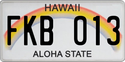 HI license plate FKB013