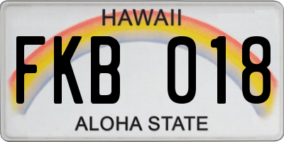 HI license plate FKB018
