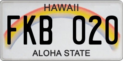 HI license plate FKB020