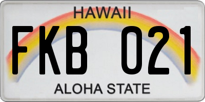 HI license plate FKB021