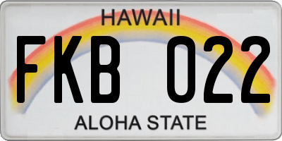 HI license plate FKB022