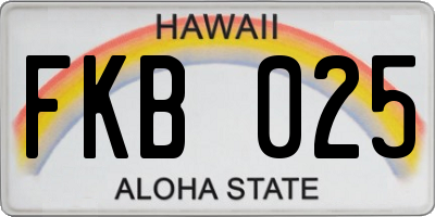 HI license plate FKB025