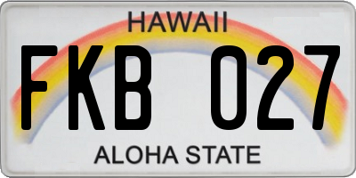 HI license plate FKB027