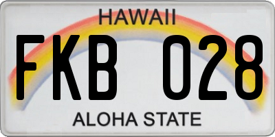 HI license plate FKB028