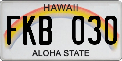 HI license plate FKB030