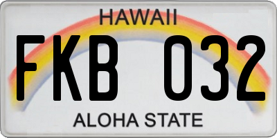 HI license plate FKB032
