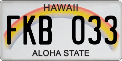 HI license plate FKB033