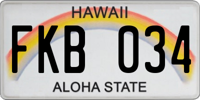 HI license plate FKB034