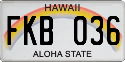 HI license plate FKB036