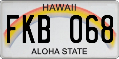 HI license plate FKB068