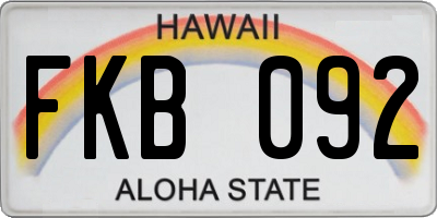 HI license plate FKB092