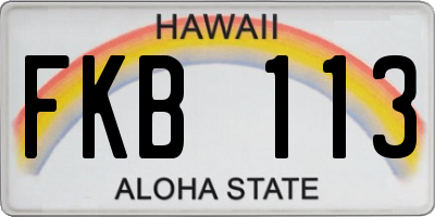HI license plate FKB113