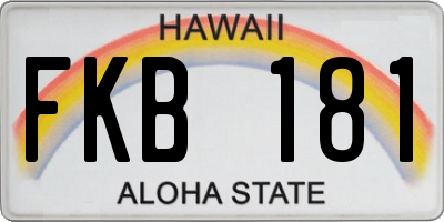 HI license plate FKB181