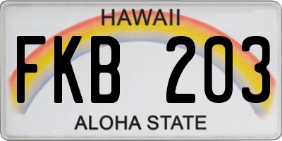 HI license plate FKB203