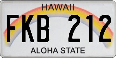 HI license plate FKB212