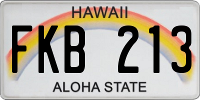 HI license plate FKB213