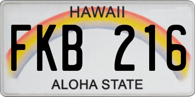 HI license plate FKB216
