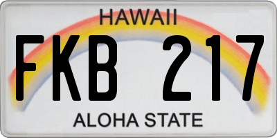 HI license plate FKB217