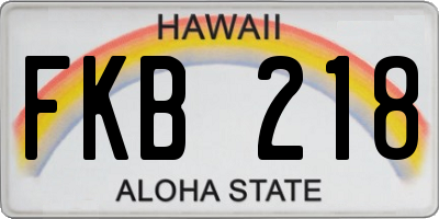 HI license plate FKB218