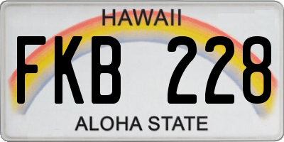 HI license plate FKB228