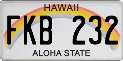 HI license plate FKB232