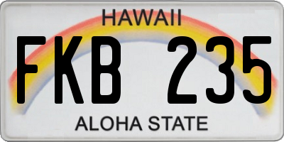 HI license plate FKB235
