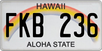 HI license plate FKB236