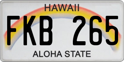 HI license plate FKB265