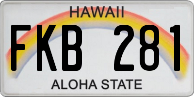 HI license plate FKB281