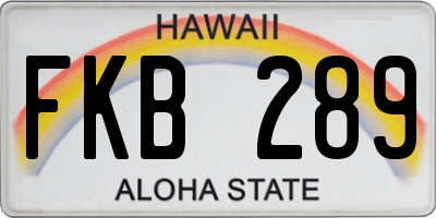 HI license plate FKB289