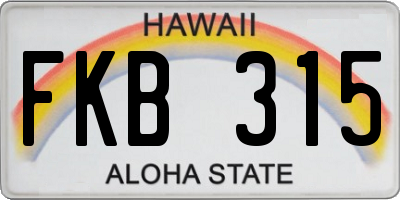 HI license plate FKB315