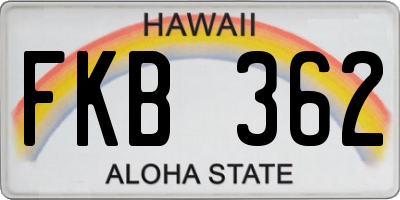 HI license plate FKB362
