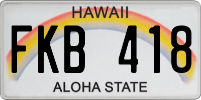 HI license plate FKB418
